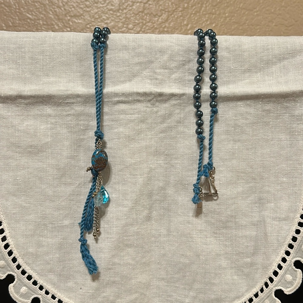 Chan Luu Peacock pearl/Sterling/Topaz necklace